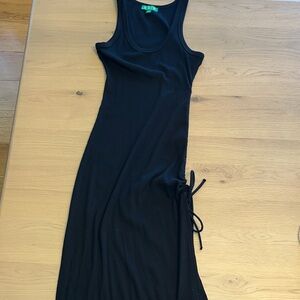 J. Crew Black Vintage Rib Ruched Midi Dress